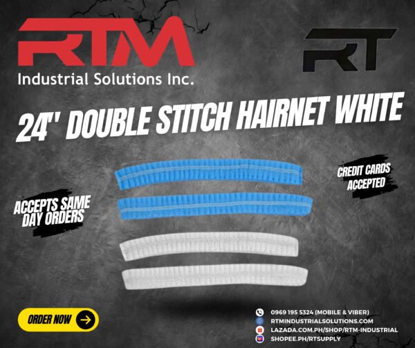 RT Hairnet White 24" Double Stitch 100s Per Pack - Image 2