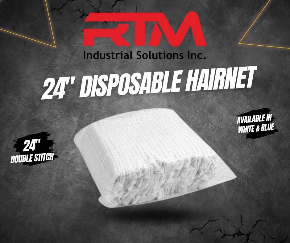 RT Hairnet White 24″ Double Stitch 100s Per Pack